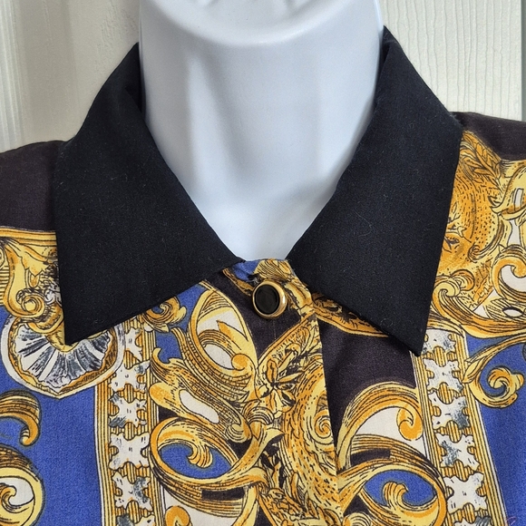 J. Andrews Vintage 2 Piece Shirt Shorts Gold Lion Clock Watch Print Womens Small - Picture 9 of 16